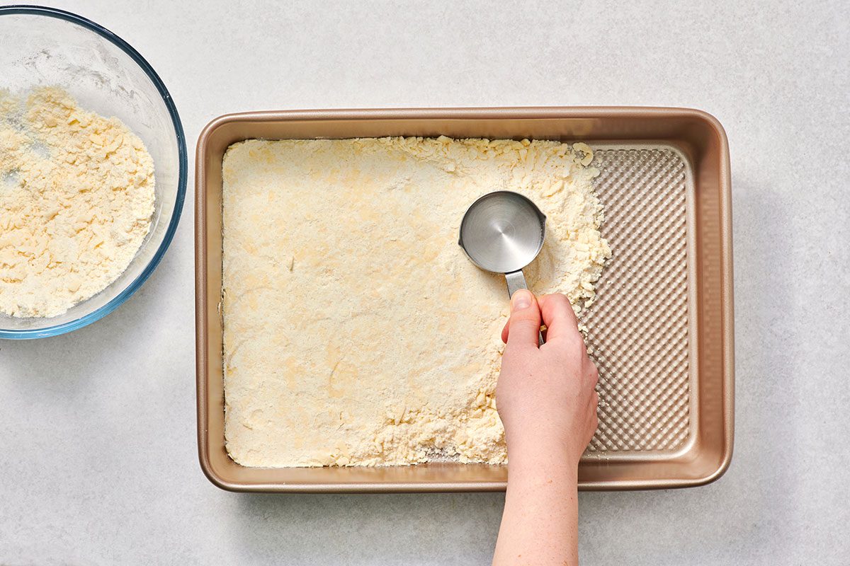 Preparing the shortbread crust
