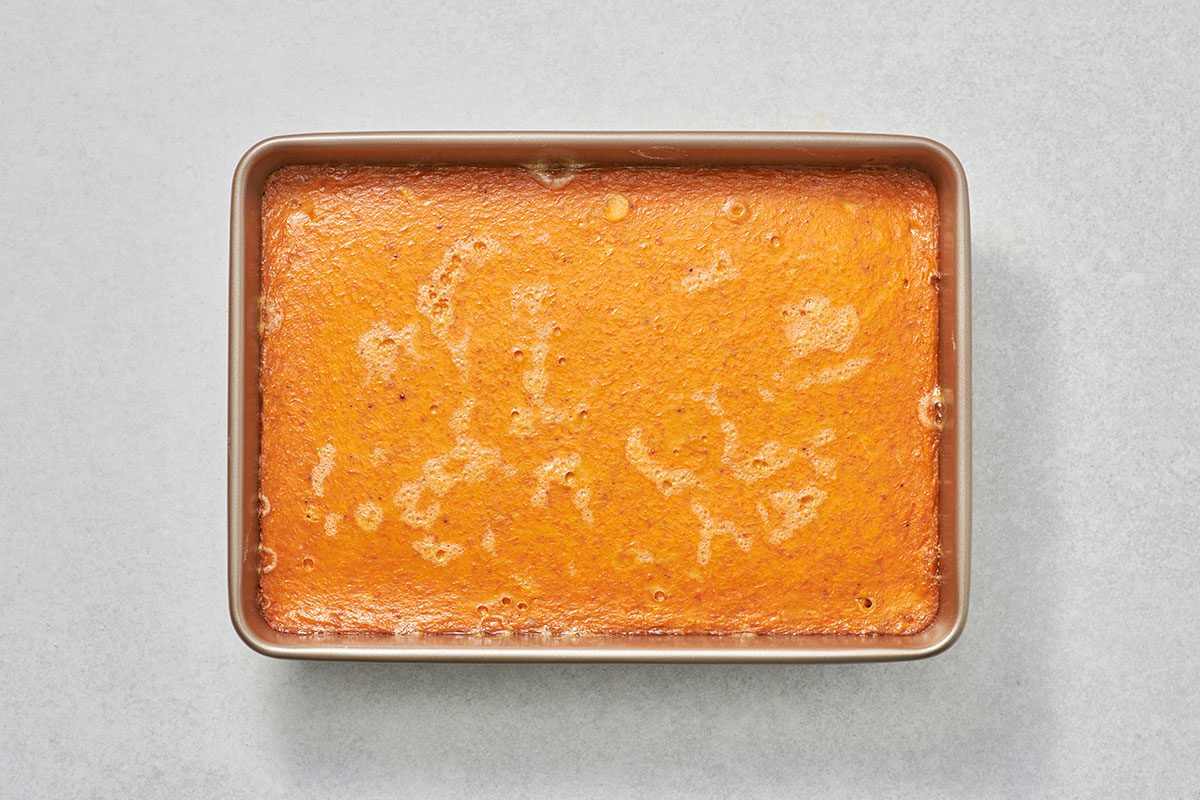 Pumpkin shortbread bars baked in the pan