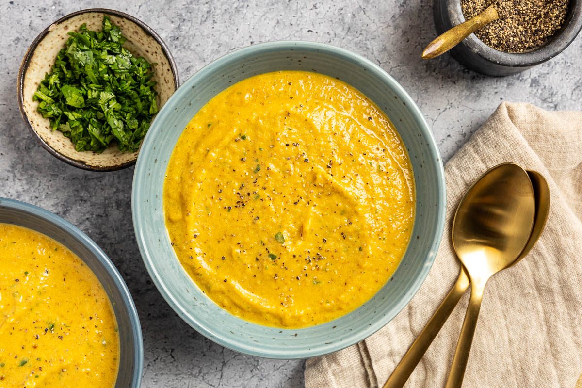 Taste of Home Roasted Cauliflower Soup photo of the finished recipe served into bowls.