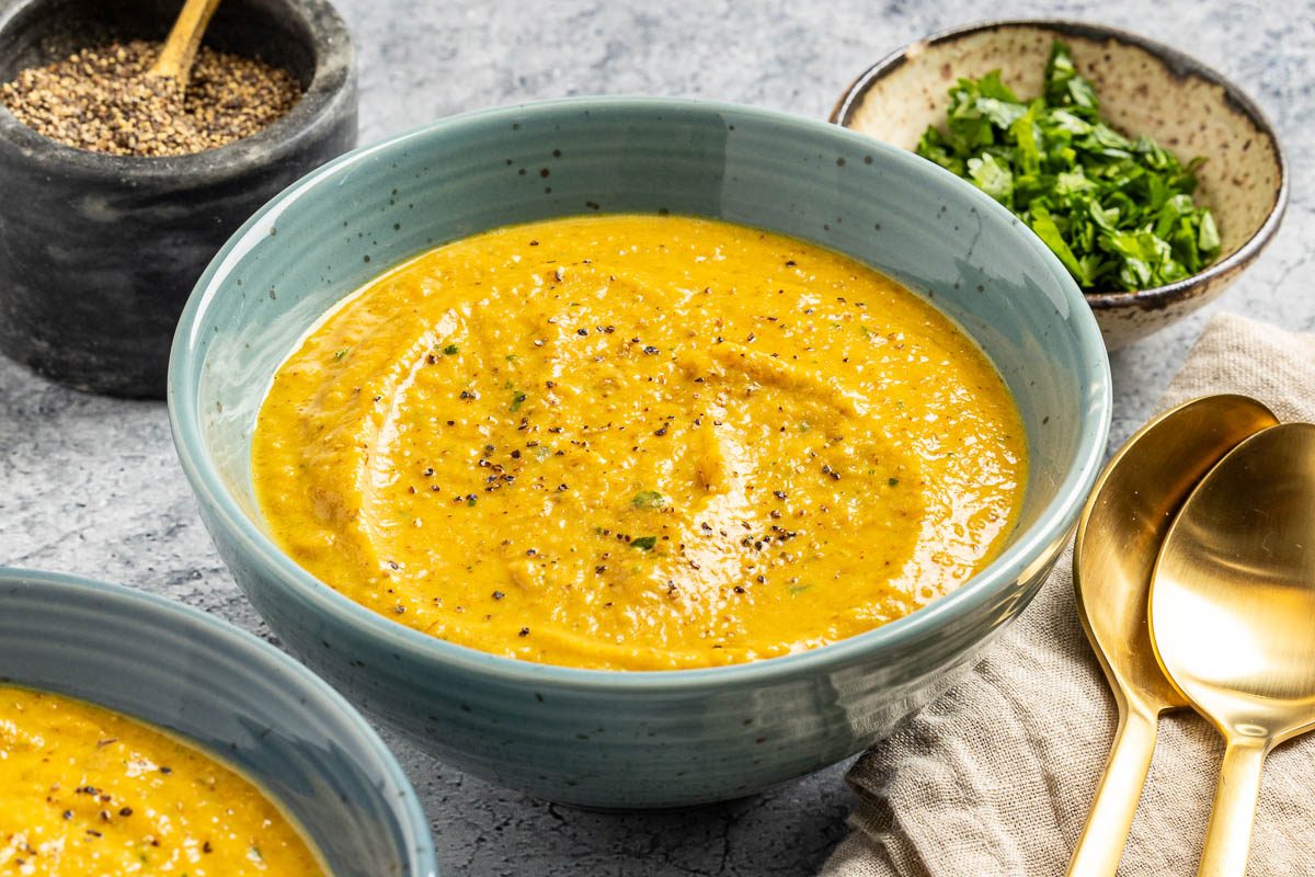 Taste of Home Roasted Cauliflower Soup photo of the finished recipe served into bowls.