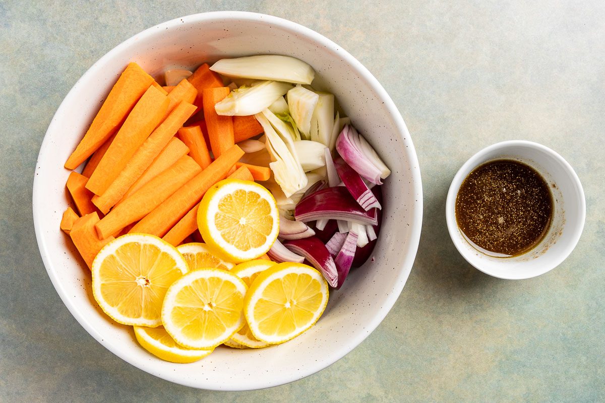 Taste of Home Roasted Fennel and Carrots photo of preparing the vegetables.