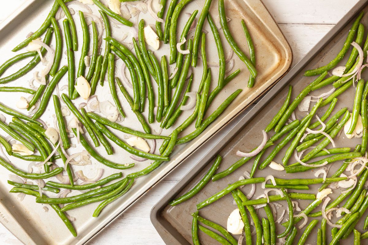 Step 2 of Taste of Home Roasted Green Beans is to Roast the vegetables for 15 to 20 minutes, until they’re tender and lightly browned, stirring occasionally.