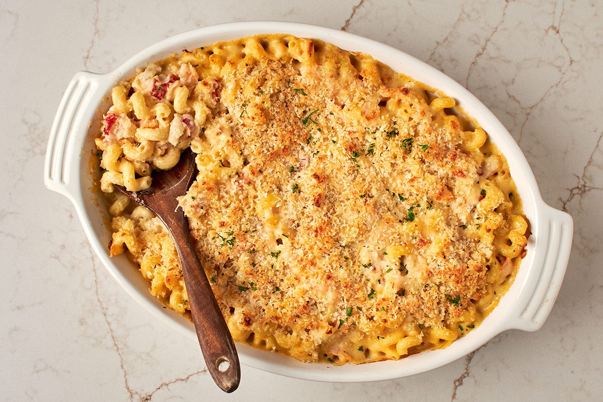 Comfort food gets an upgrade with seafood mac and cheese by Taste of Home.