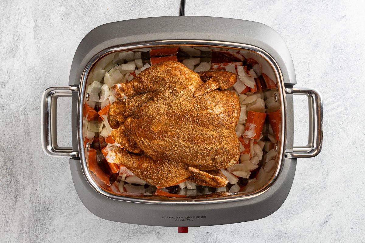 all the ingredients in a slow cooker.