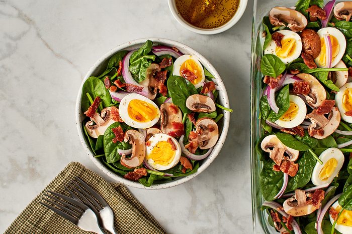 Traditional spinach salad with mushrooms by Taste of Home.