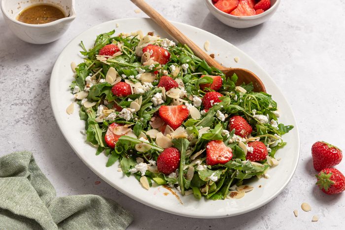 Serving Plate With Stawberry Arugula Salad