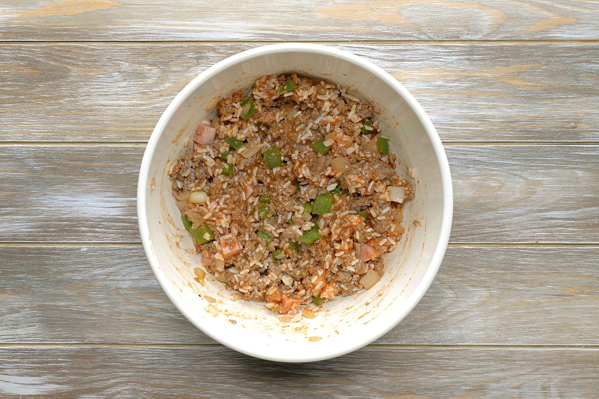 Finished filling in a bowl