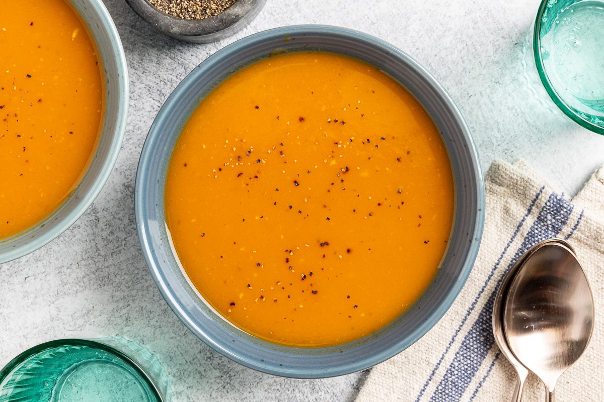 Taste of Home Sweet Potato Soup photo of the finished recipe.