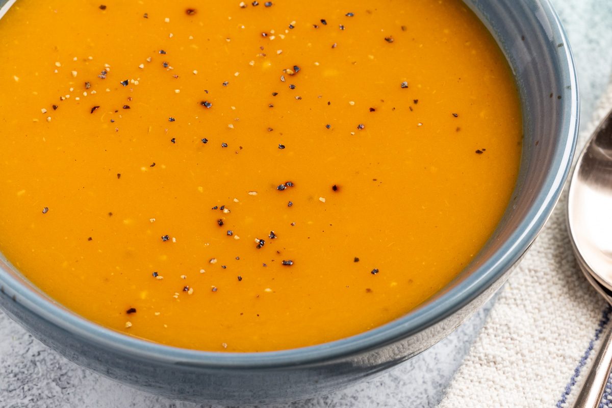 Taste of Home Sweet Potato Soup photo of the finished recipe.