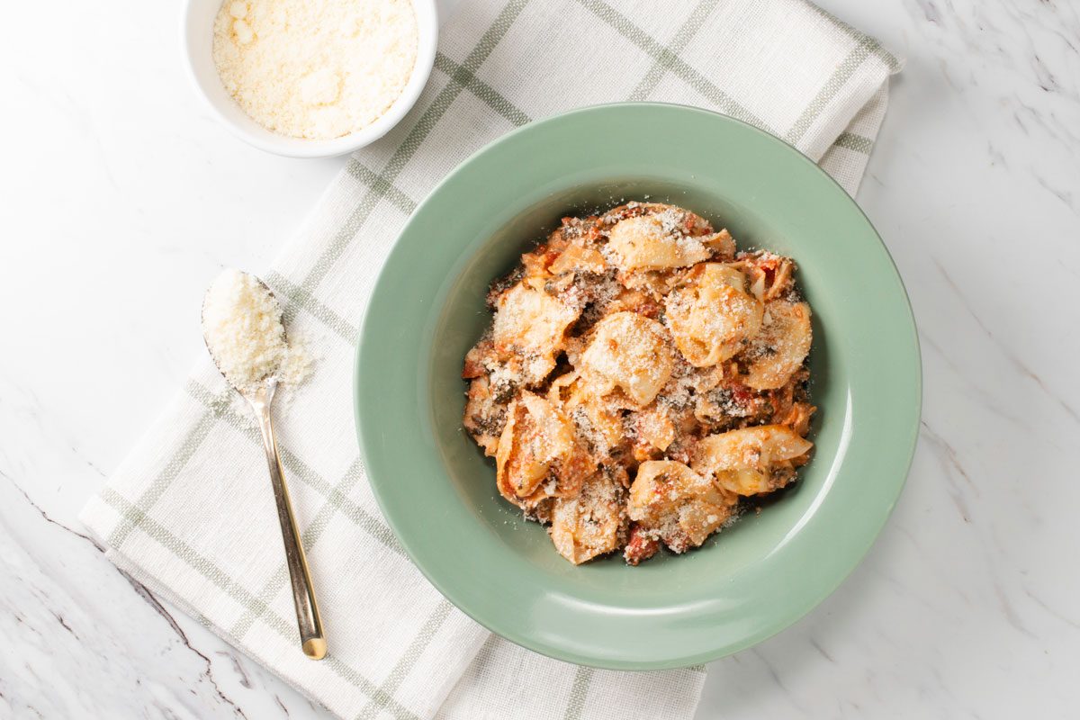 Tortellini with Tomato Cream Sauce