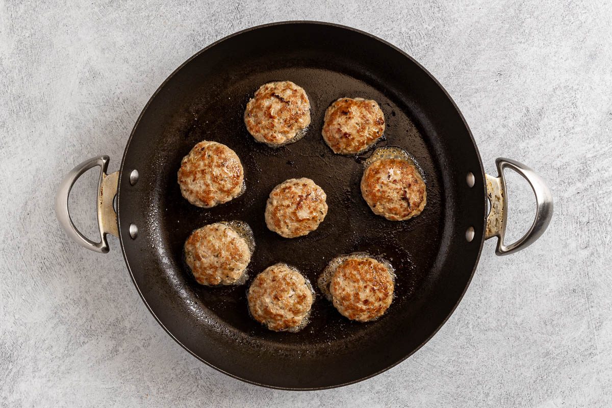 Taste of Home Turkey Italian Sausage photo of the cooked sausage patties.