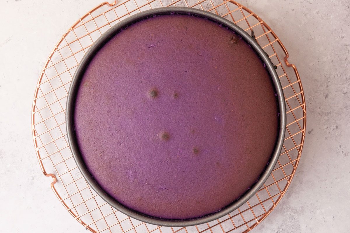 Step 3 of Taste of Home Ube Cheesecake is to bake the cheesecake