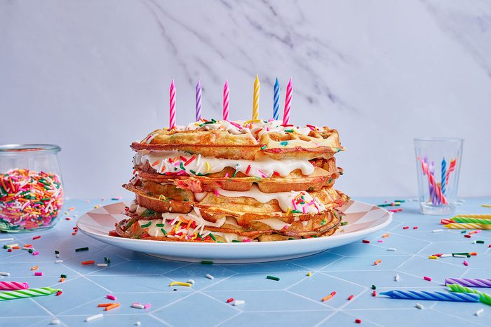 Waffle cake with candles