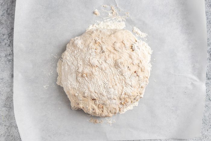Taste of Home Walnut Raisin Bread photo of the shaped dough on parchment.