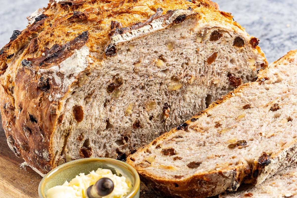 Taste of Home Walnut Raisin Bread photo of the finished recipe.