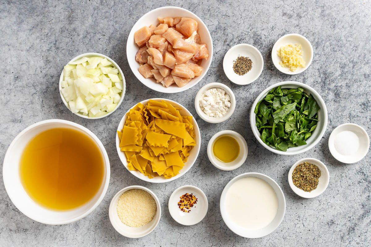 Taste of Home White Lasagna Soup photo of the ingredients.
