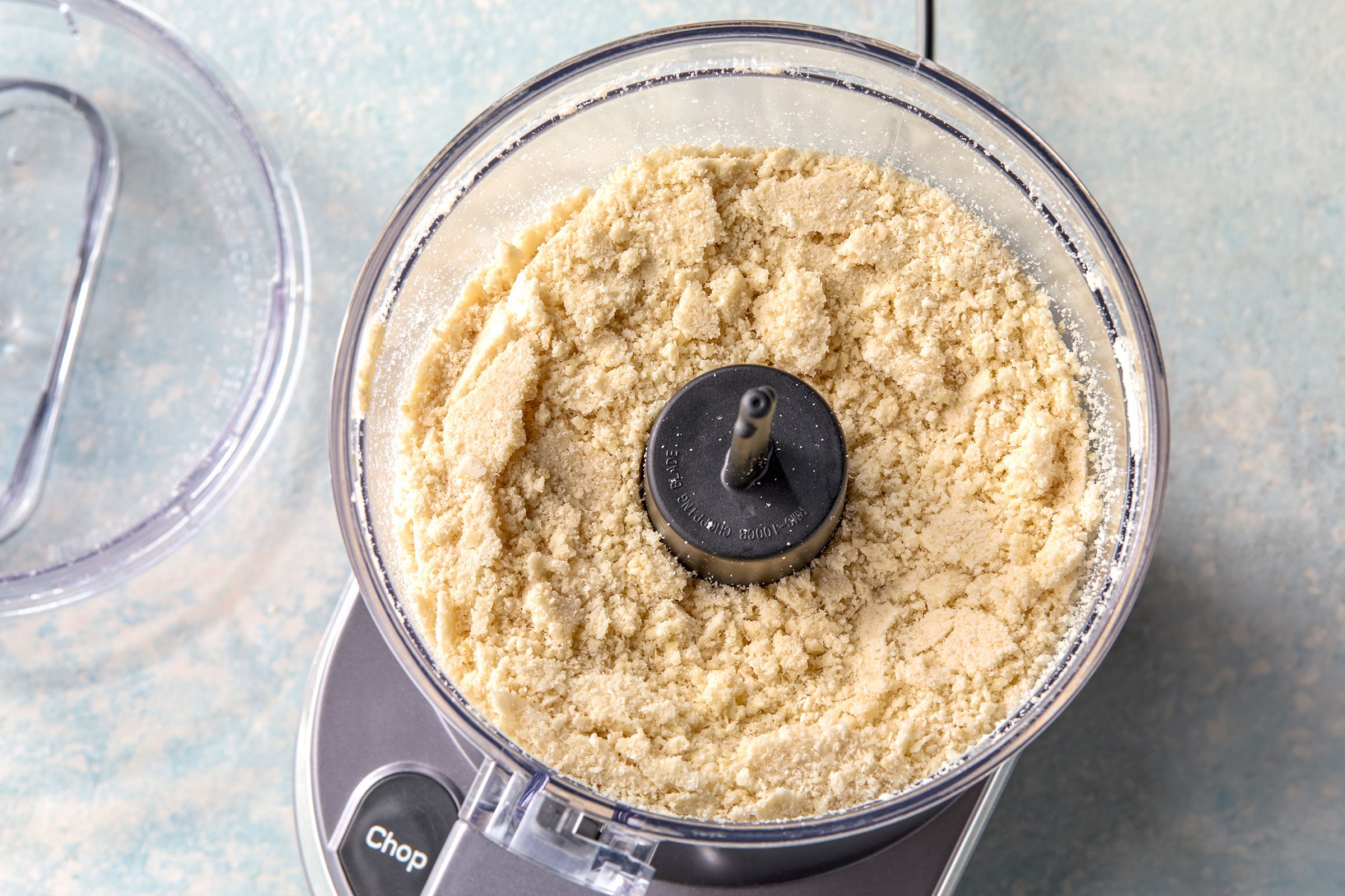 Processed almonds into powder in a food processor