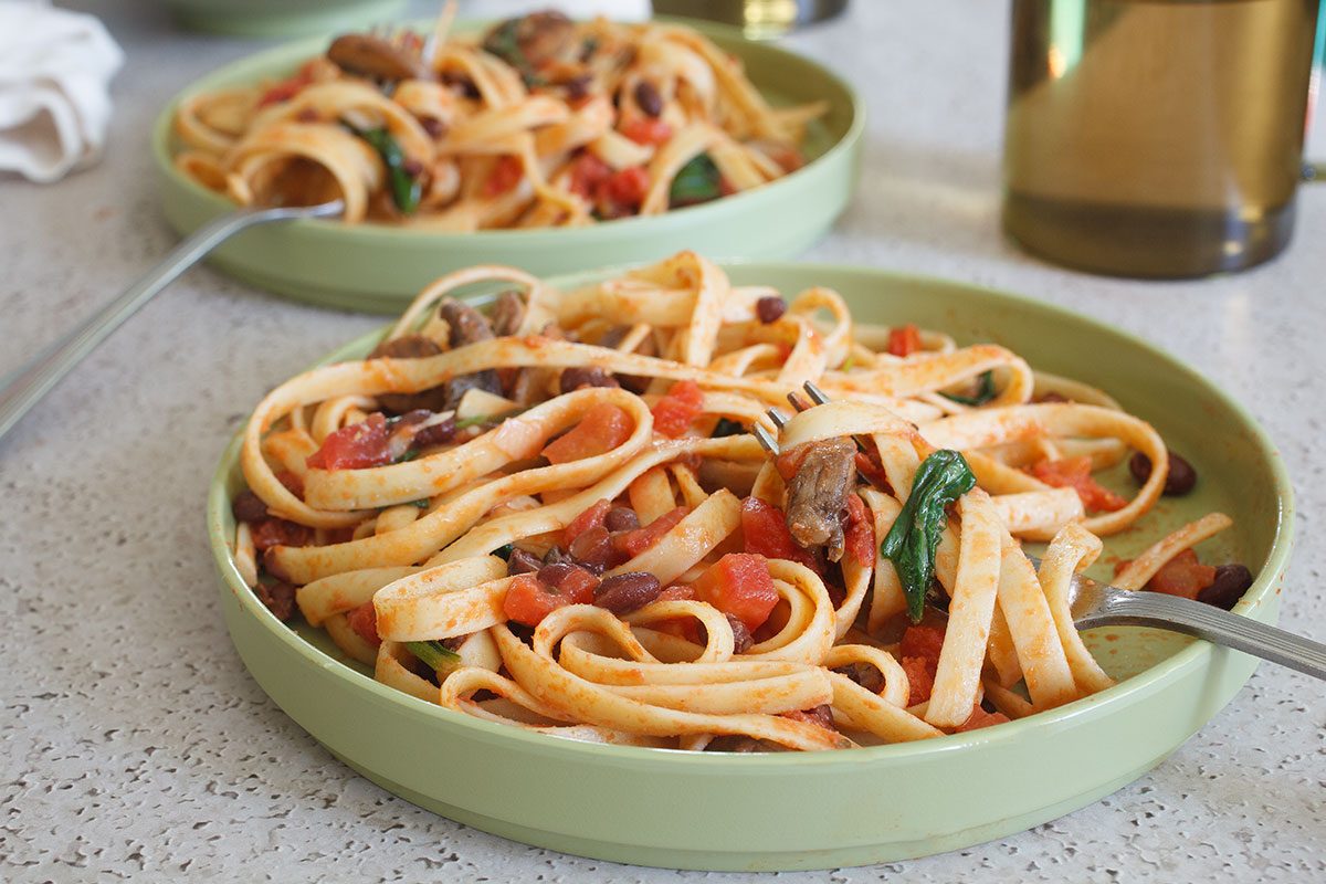 Black Bean Pasta 3/4 Angle close up