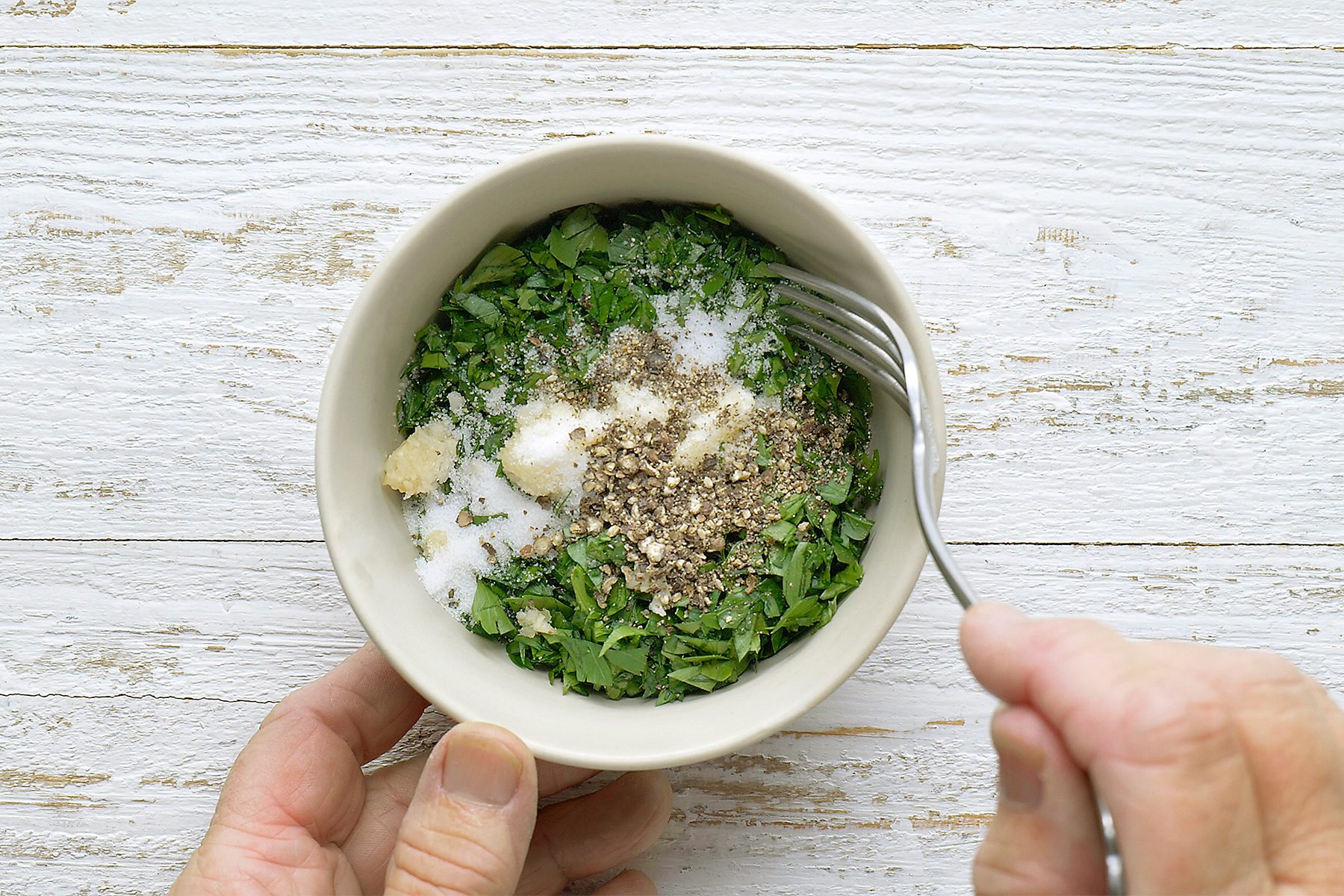 overhead shot of cauliflower mixture