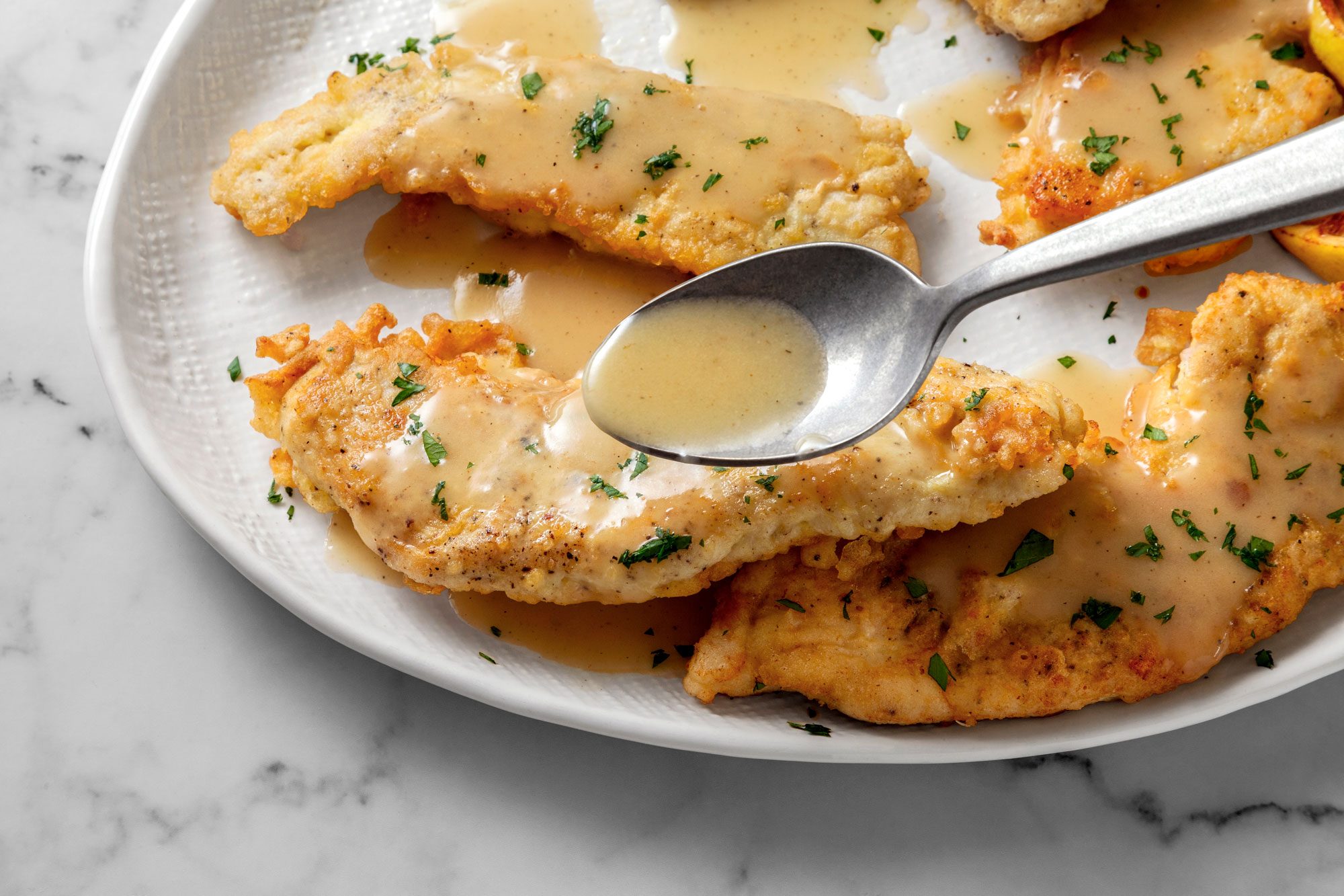 Pour sauce over chicken