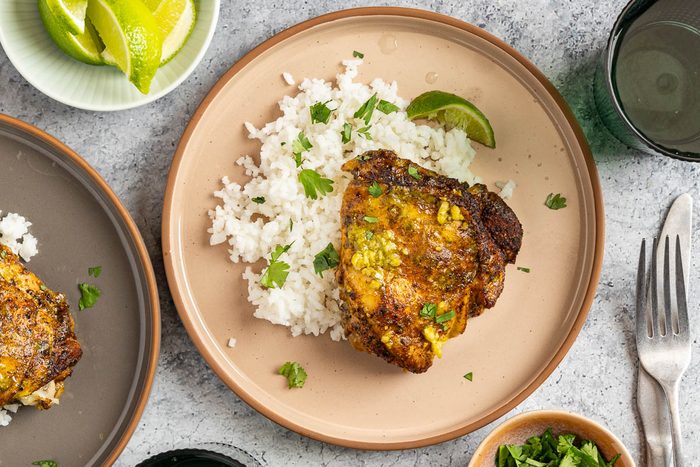 Taste of Home Cilantro Lime Chicken photo of the finished recipe served on plates.