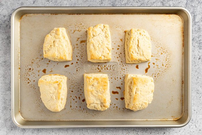 Taste of Home Creamed Chicken Over Biscuits photo of the baked biscuits.