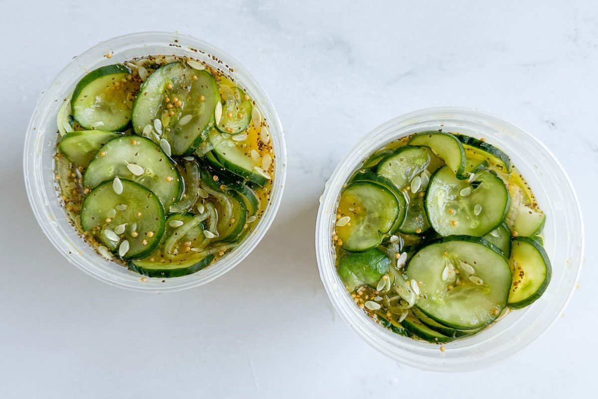 Taste of Home Freezer Pickles in quart containers