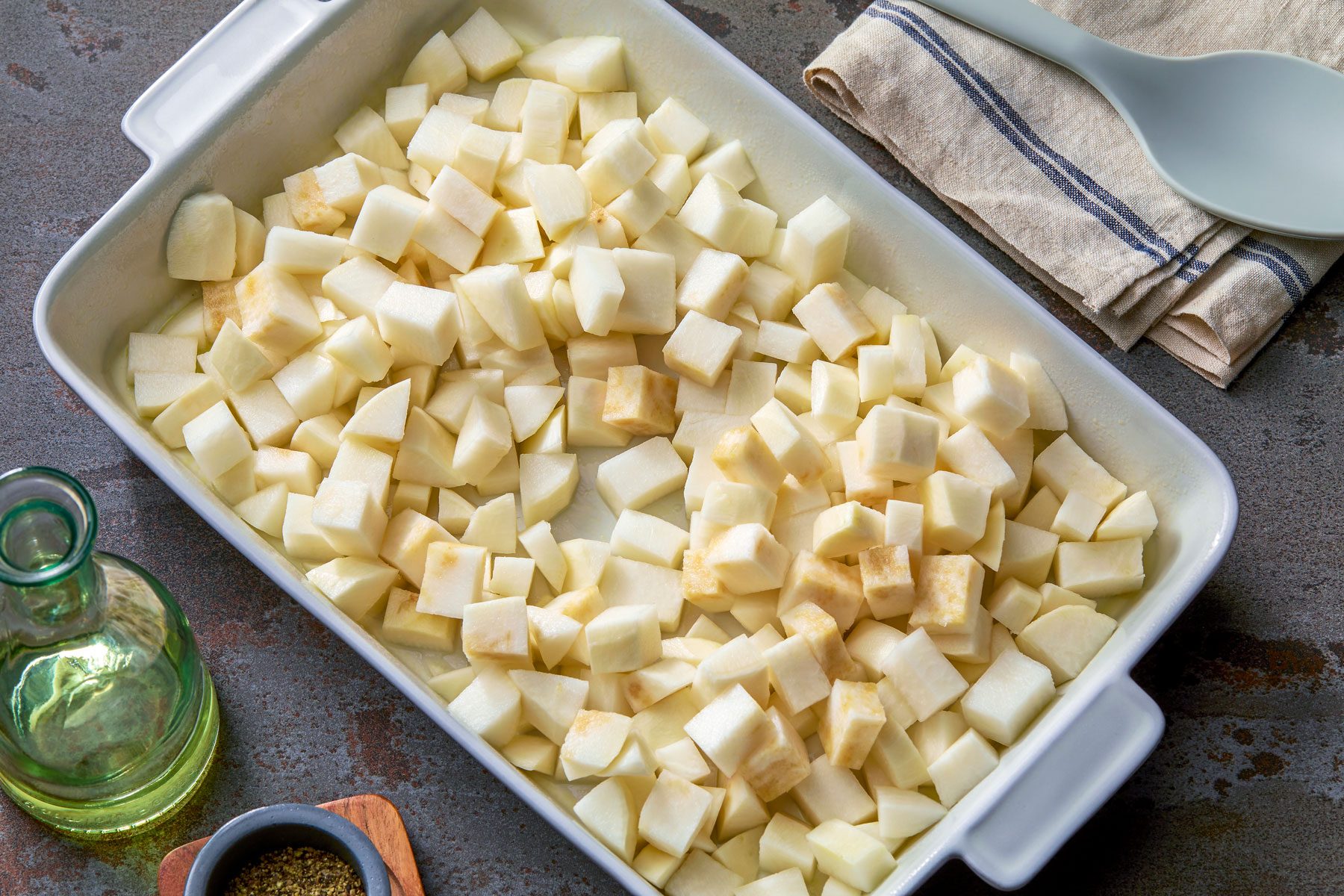 turnips in a greased baking pan