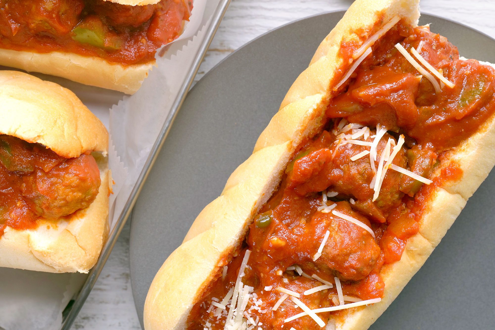 Italian Meatball Subs served on a plate