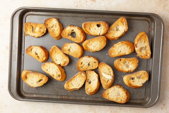 Step 3 Taste of Home Mushroom Bruschetta is to broil the crostini