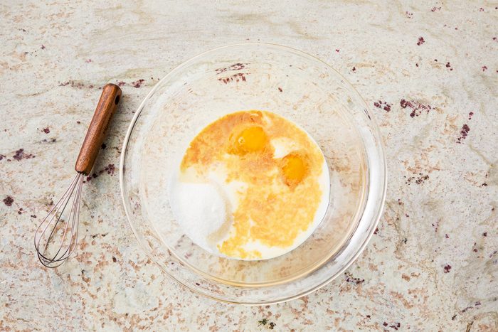 whisk together milk, eggs, sugar and extracts until combined