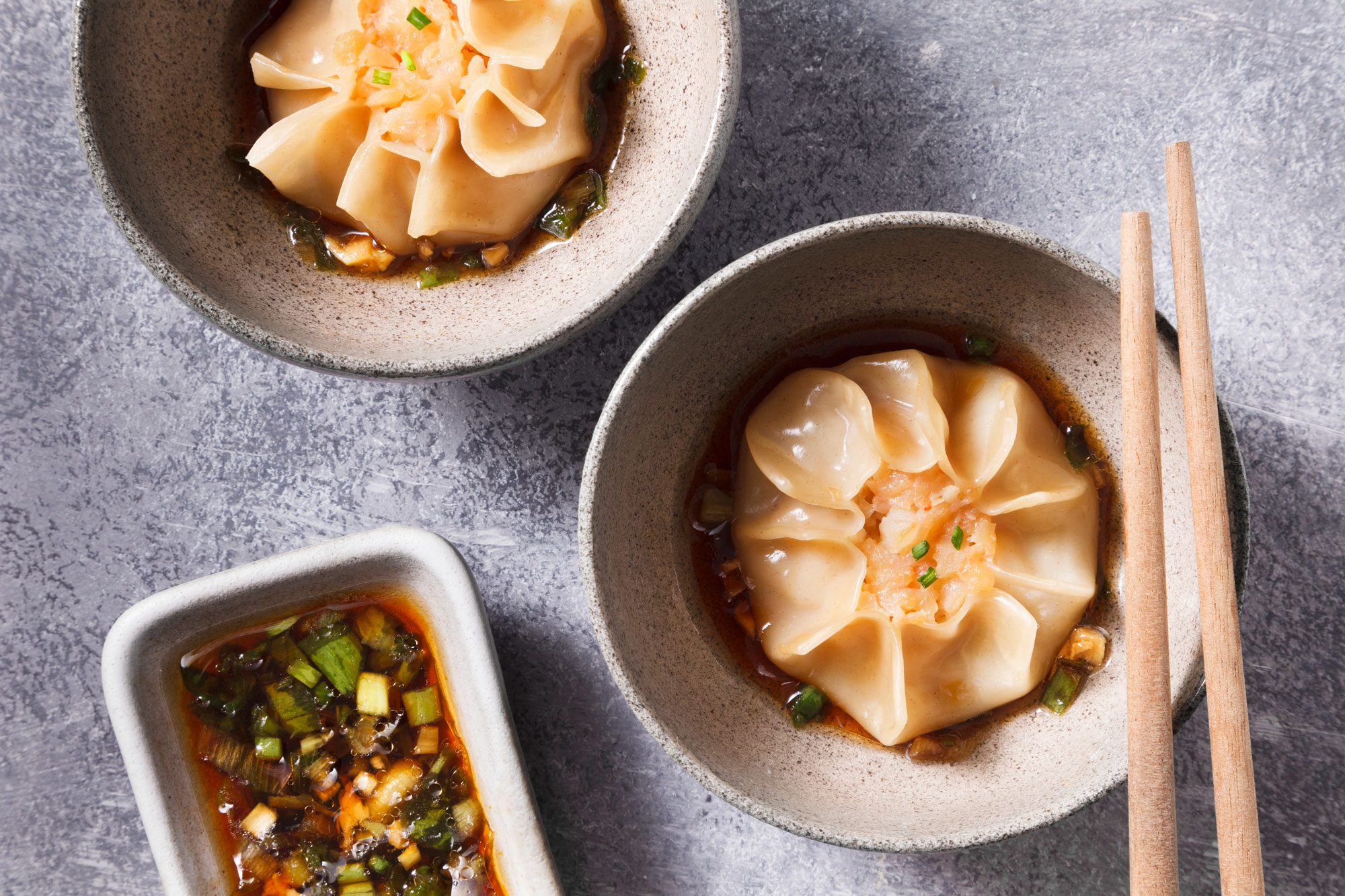 overhead shot of shrimp shumai