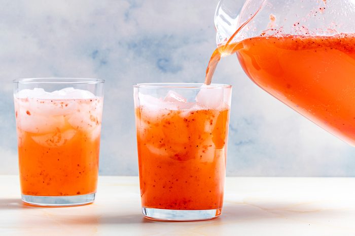 Taste of Home Sprite and Strawberry Drink photo of the finished recipe poured into glasses.