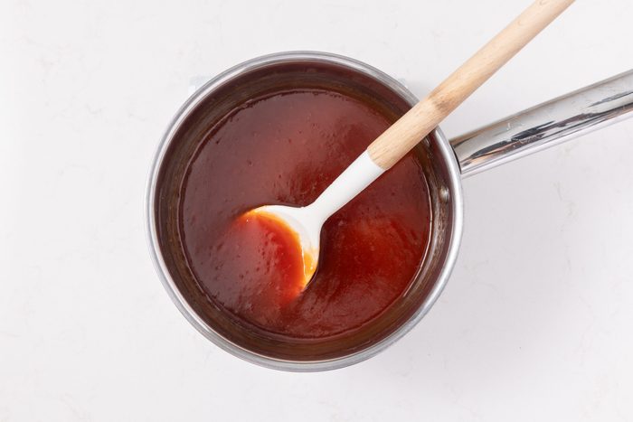 Sauce for sweet and sour spareribs being prepared.