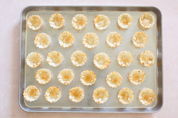 Phyllo shells on baking sheet