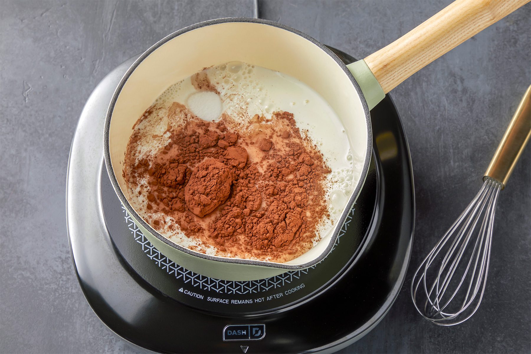 Place milk, cocoa and sugar in a large saucepan over medium heat.