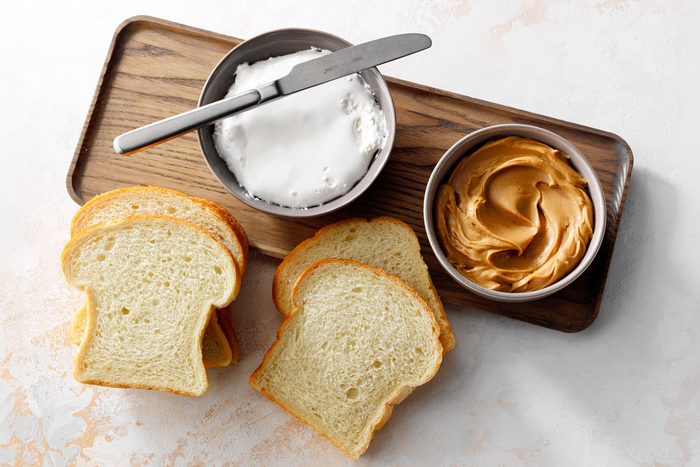 Peanut butter, marshmallow and white bread