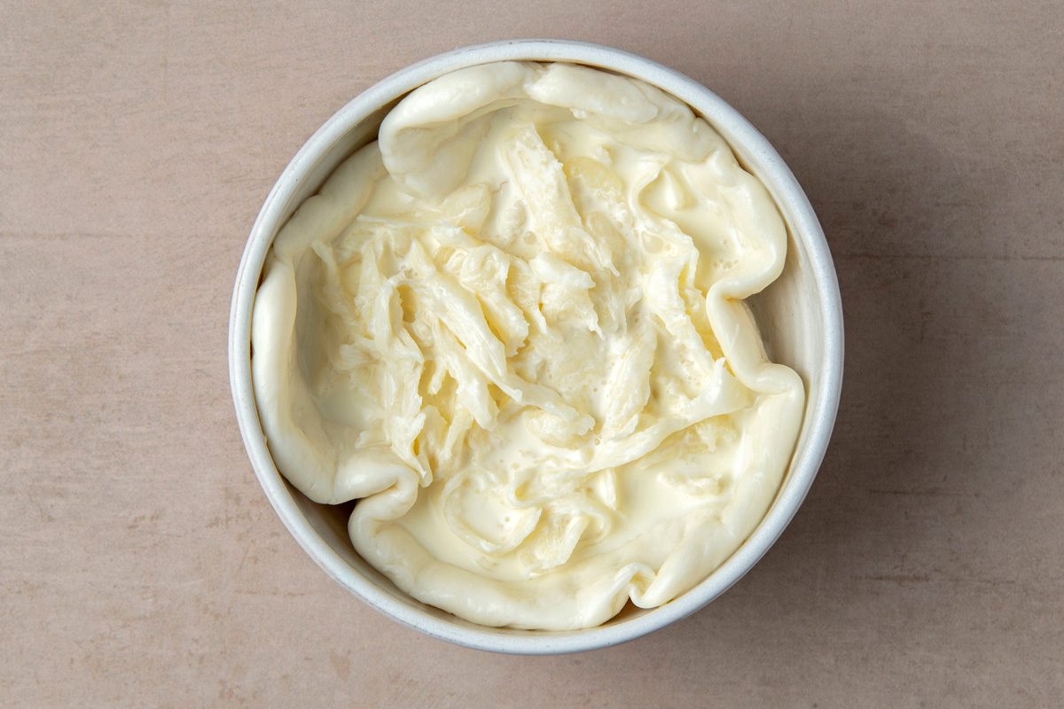 mozarella disk in a deep bowl