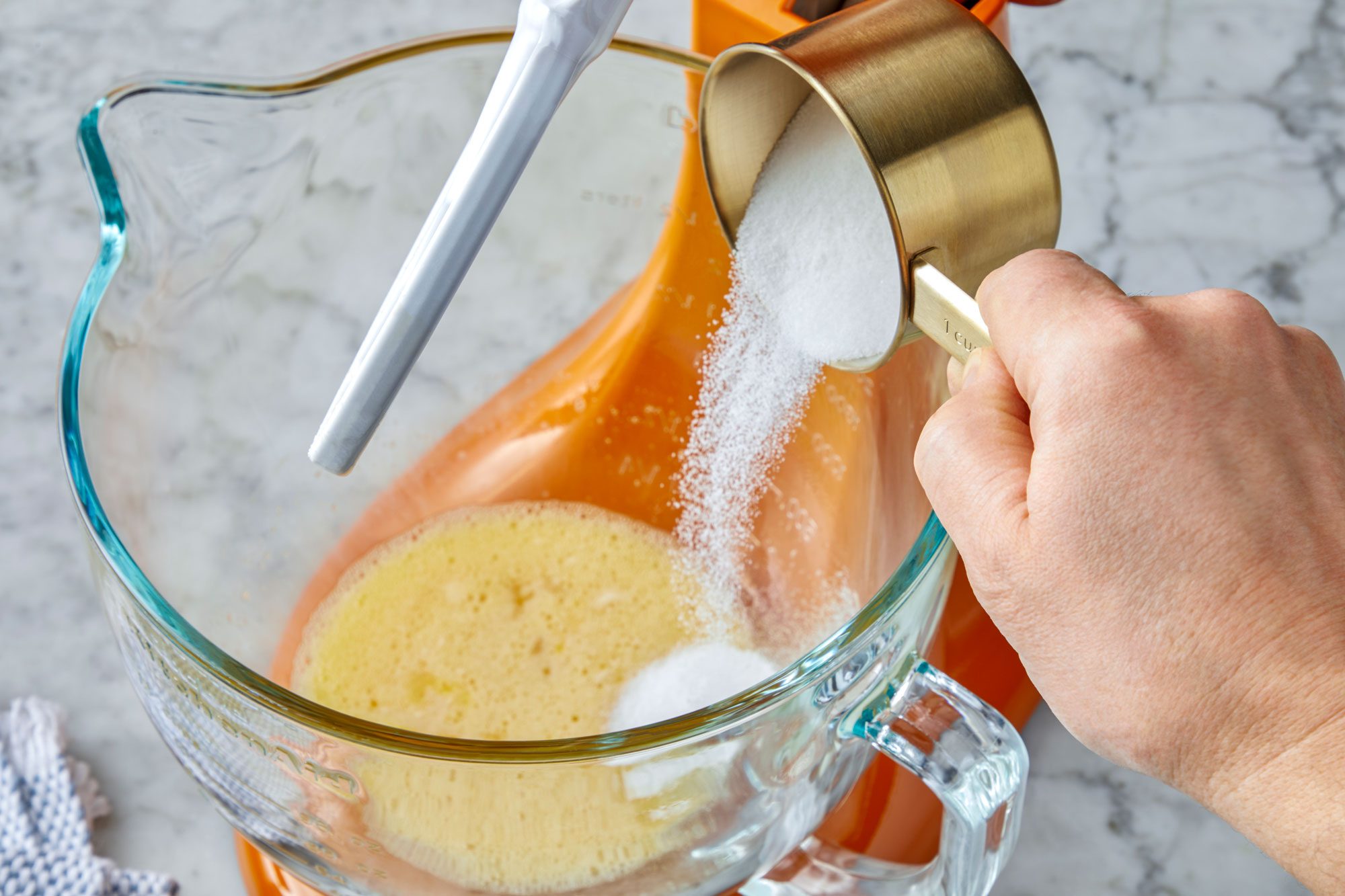 Gradually add sugar, beating until thickened