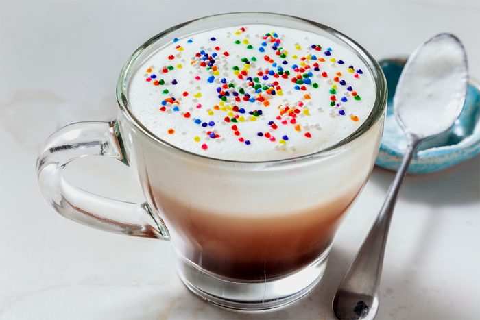 3/4th shot of sugar cookie latte topped with sprinkles