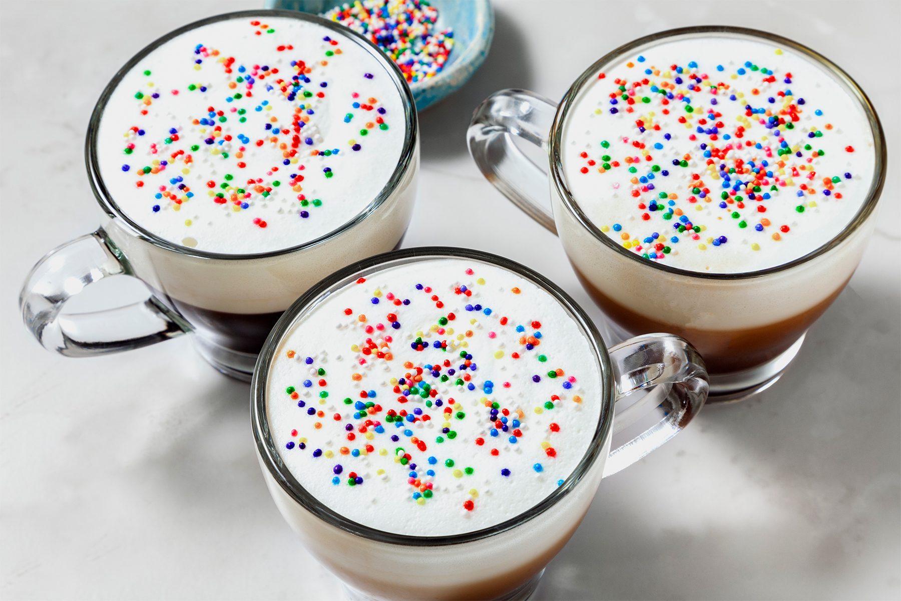 3/4th shot of sugar cookie latte topped with sprinkles