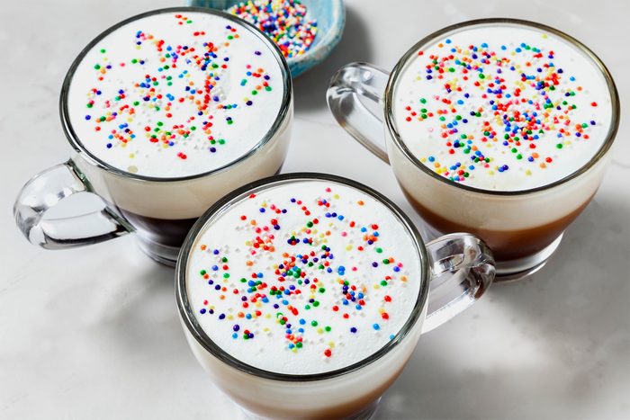 3/4th shot of sugar cookie latte topped with sprinkles