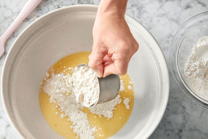 Eggs, butter, sugar, salt and flour in a large bowl