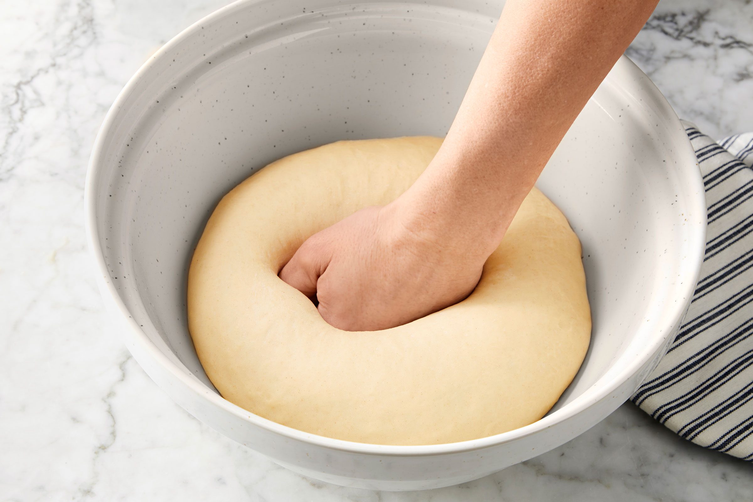 Kneaded dough in a bowl
