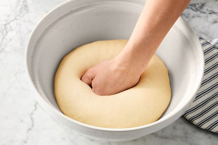 Kneaded dough in a bowl