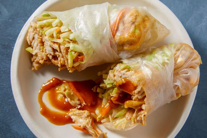 Overhead shot of Chicken Spring Rolls