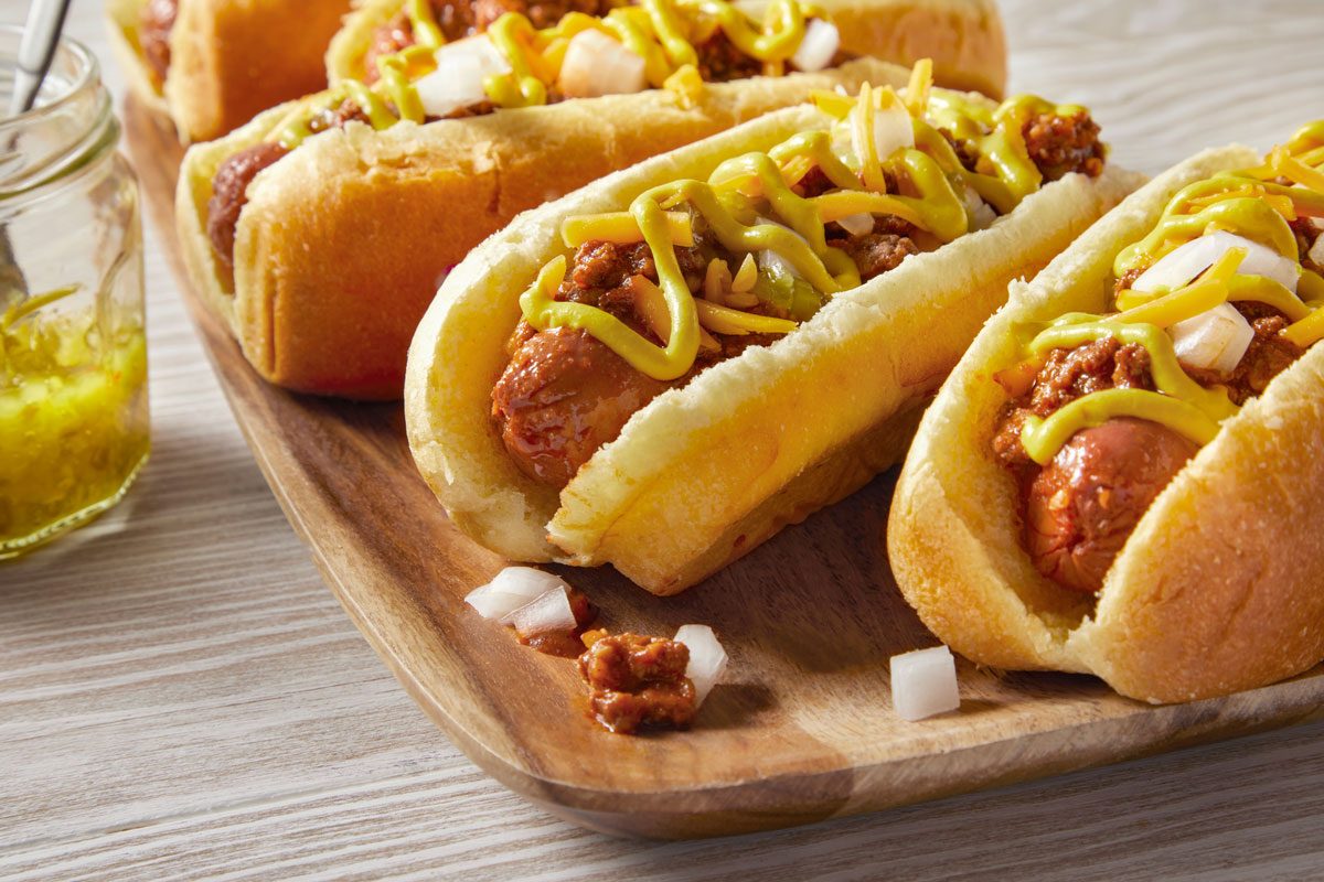 close up shot of Chili Coney Dogs