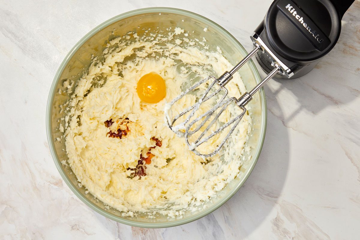 Beat in egg yolk and vanilla.