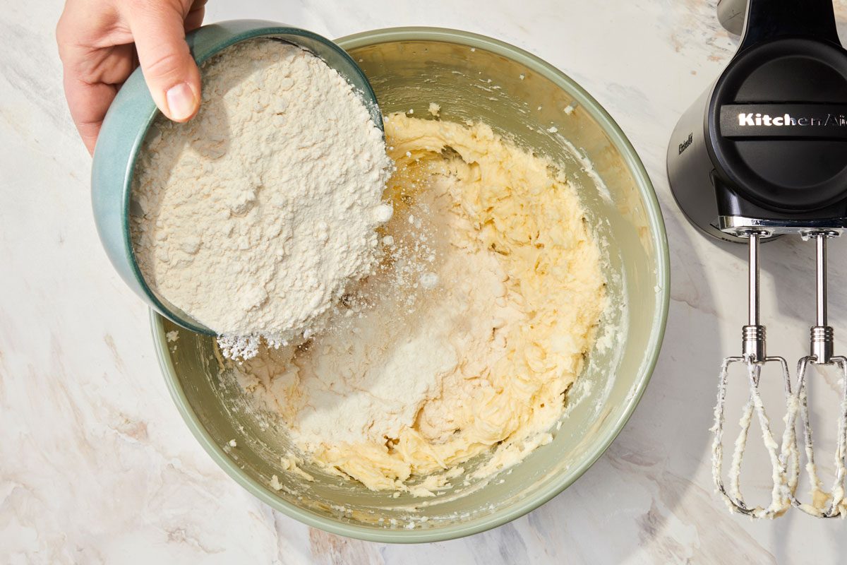 Add flour and mix well. Cover and refrigerate for 1 hour or until easy to handle.