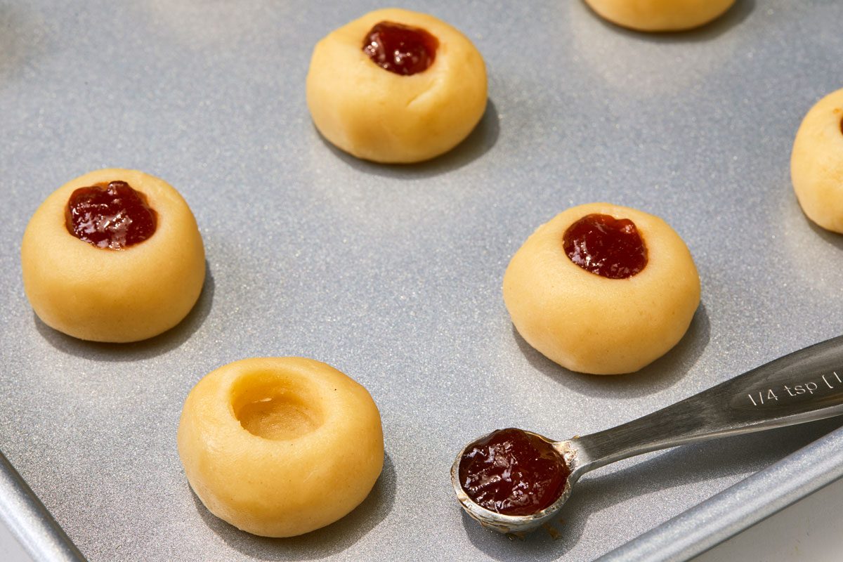 fill each with about 1/4 teaspoon jam.